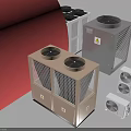 Different Sizes and Designs of Air Conditioning Fans Including Large and Small Units