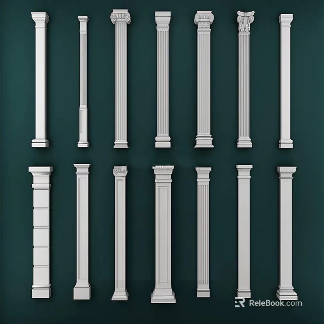 Roman Columns Collection With Various White Architectural Designs And Styles 3d model 