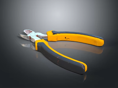 Professional Hardware Tool Pliers With Yellow And Black Handle For Repair Work 3d model