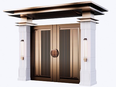 New Chinese-style Villa Courtyard Entrance Door Building Gate 3d model