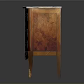Classical Wooden Chest of Drawers with Marble Top Golden Decorative Handles and Ornate Carvings