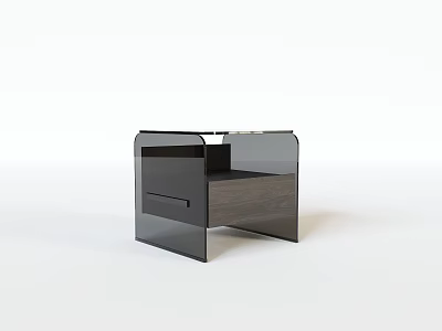 Modern Black Glass Coffee Table With Wooden Drawer And Sleek Design Structure 3d model