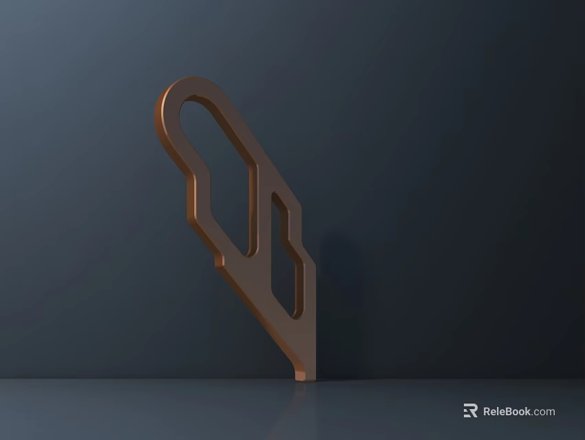 Copper Abstract Geometric Sculpture Design With Dark Background And Reflective Base 3d model 