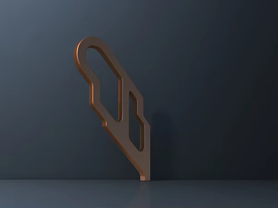 Copper Abstract Geometric Sculpture Design With Dark Background And Reflective Base 3d model