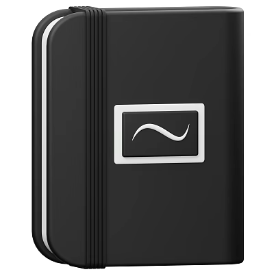 Portable Black Daily Use Electronic Accessory With Silver Wave Logo Design 3d model