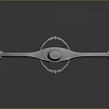 Medieval Sword With Metal Blade Red Hilt Decorative Guard On Gray Background