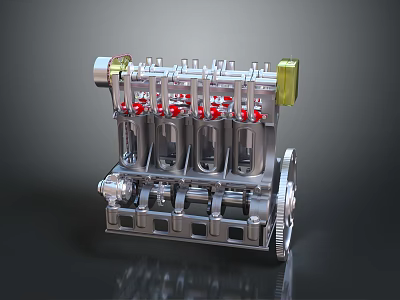 Precision Machined Automotive Engine Component Featuring Cylinders Valves Camshaft And Durable Design 3d model