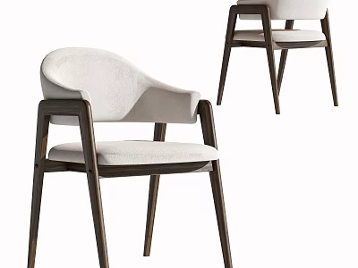 Modern Accent Chair With Light Upholstery And Dark Wood Armrest Frame 3d model