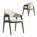 Modern Accent Chair With Light Upholstery And Dark Wood Armrest Frame