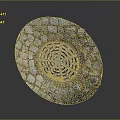 Round Stone Mosaic Wall Decor With Central Grille And Natural Textured Pattern