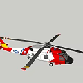 White And Red Helicopter 3D Model With Rotors And Tail Design 3d model