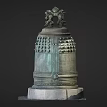 Bronze Bell Shaped Sculpture Carving with Top Statue Decorative Patterns and Base