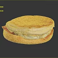 Toasted English Muffin Sandwich With Meat Cheese And Fresh Tomato Slices