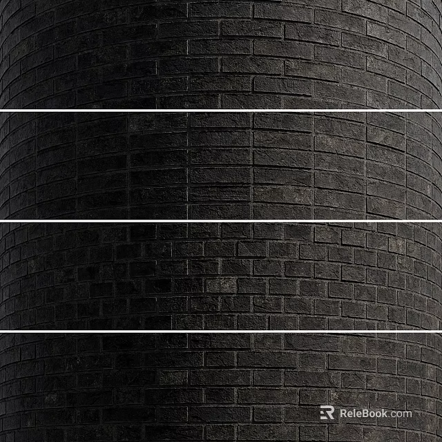 Black Brick Cylindrical Component With Layered Surface Texture And Sturdy Architectural Structure 3d model 