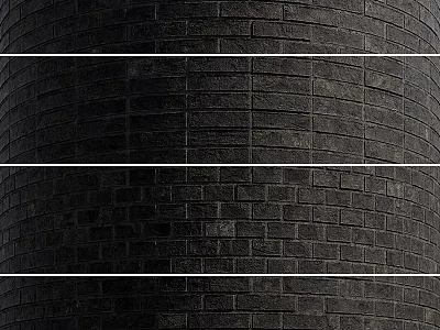 Black Brick Cylindrical Component With Layered Surface Texture And Sturdy Architectural Structure 3d model