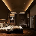 Cozy Luxury Hotel Guest Room With Soft Warm Lighting Wooden Flooring And Large Scenic Windows