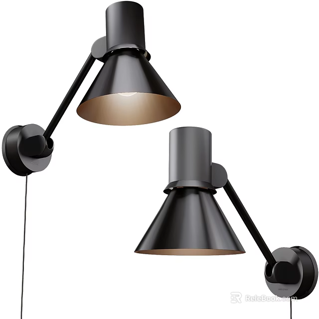 Modern Black Wall Lamps With Adjustable Arm And Metal Design For Interior Lighting 3d model 