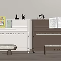 Stylish White And Brown Pianos With Music Sheets Benches Green Plants And Decorations