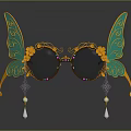 Exquisite Butterfly Shaped Jewelry With Gold Frame Flower Decorations Colorful Gemstones And Pearl Pendants