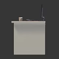 Light Colored Office Desk With Computer Monitor Keyboard Coffee Mug And Mouse Pad