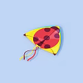 Vibrant Ladybug Kite Flying High In Blue Sky With White Clouds 3d model