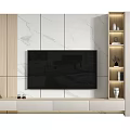 Elegant Modern TV Wall Design With Marble Panels And Floating Shelves 3d model