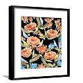 Two Black Framed Botanical Paintings Featuring Orange Pink Flowers Green Leaves On Light Gray Wall 3d model
