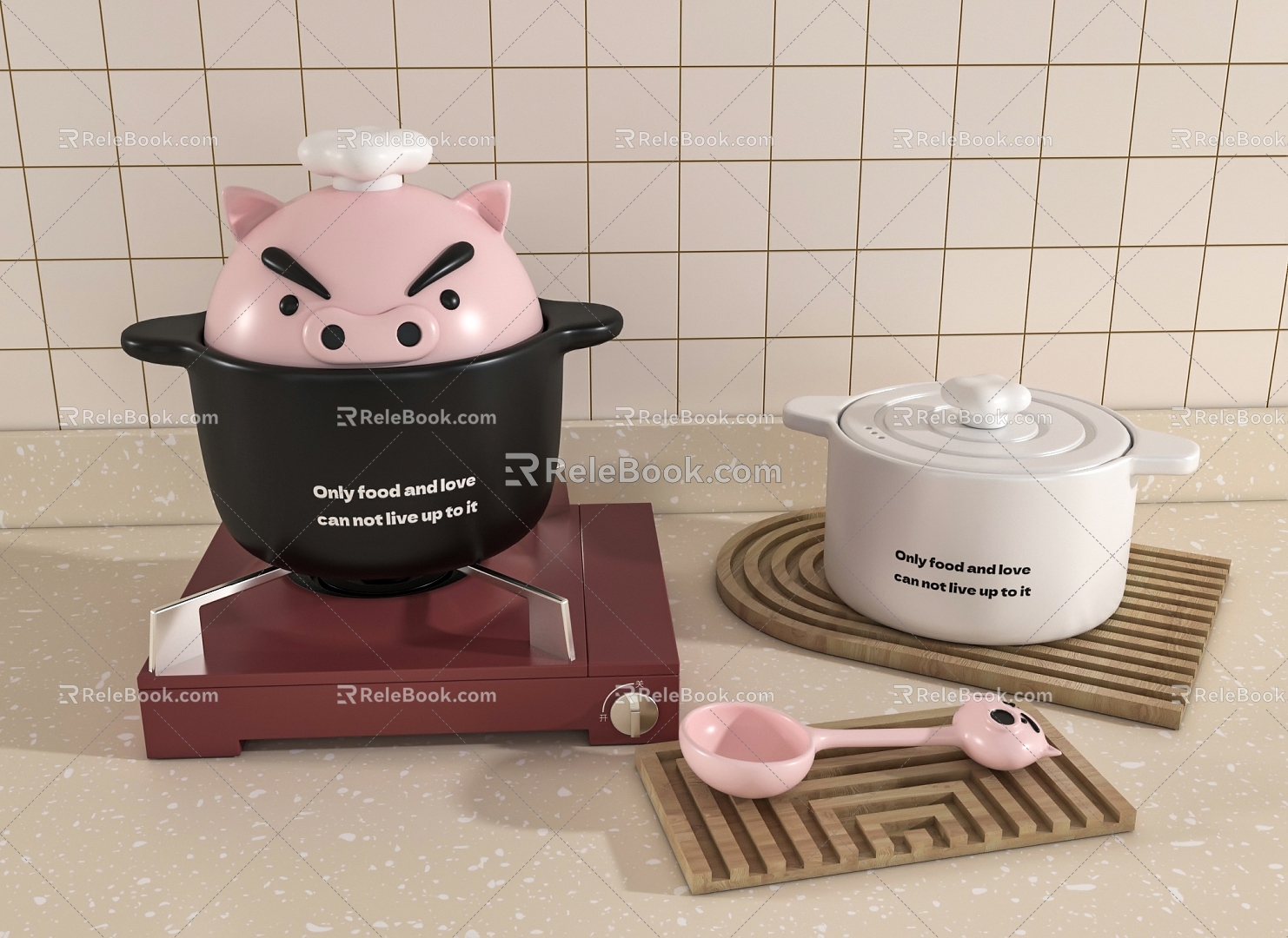 cartoon pot pig pot 3d model