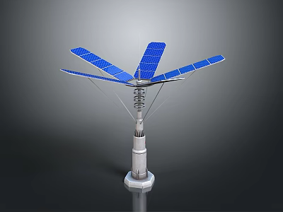 Solar Energy Equipment With Radial Blue Solar Panels And Stable Support Structure 3d model