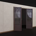 Wooden Folding Doors With Glass Panels Installed On Indoor White Wall