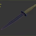 Tactical Dagger With Blue Sharp Blade And Silver Spiral Handle Design 3d model