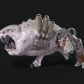 Fantasy Creature With Mechanical Pipes Spiked White Body And Sharp Teeth