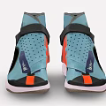 Light Blue High Top Shoes With Perforated Black Straps Orange Purple Accents And Pink White Soles
