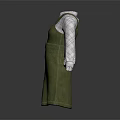Stylish Green Pinafore Dress With Long Sleeve Plaid Shirt And White Collar