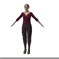 A Woman in Maroon V Neck Top and Dark Pants with Brown Boots Arms Outstretched