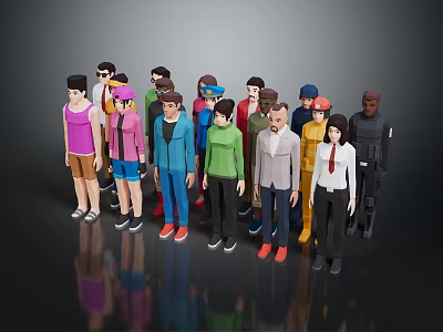 Diverse Game and Movie Characters with Various Outfits and Cartoon Designs 3d model