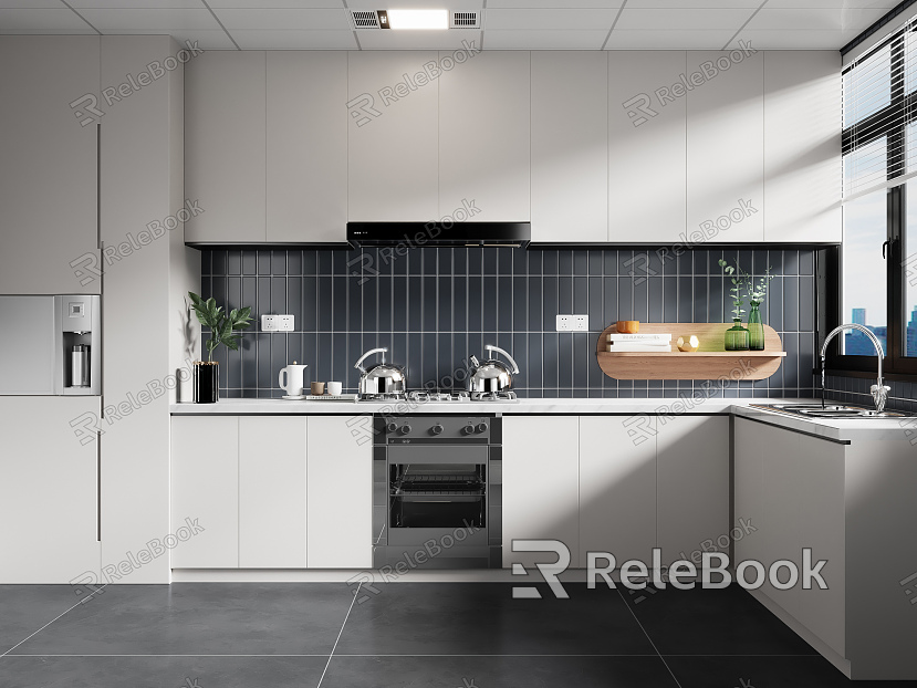 Modern kitchen TV background model