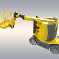 Yellow Mobile Aerial Work Vehicle With Extendable Boom Work Platform And Movable Wheels 3d model