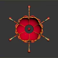 Red Traditional Chinese Lantern With Lotus Top Decorative Patterns And Hanging Tassels