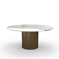 Round Marble Top Coffee Table With Brown Metal Base And Modern Design 3d model