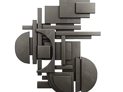 Modern 3D Wall Decor Featuring Dark Gray Geometric Shapes 3d model