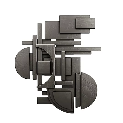 Modern 3D Wall Decor Featuring Dark Gray Geometric Shapes 3d model Modern 3D Wall Decor Featuring Dark Gray Geometric Shapes 3d model