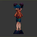 3D Character Model With Purple Hair Red Hoodie Blue Shorts Blue Shoes Front Back View