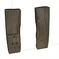 Two Natural Stone And Wood Decorative Sculptures With Rustic Texture And Holes
