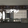 Modern Interior Design With Wooden Ceiling Decorative Wall Grid Partition And Green Plants