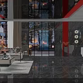 Luxurious Modern Clubhouse Interior With Lounge Area Sofas Chandeliers And Marble Flooring
