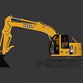 DEVEL Yellow Excavator Construction Vehicle with Tracked Undercarriage and Front Bucket