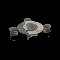 Modern Accent Chair with Leather Upholstery Light and Dark Gray Metal Frame Design