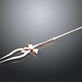 Shiny Metal Trident Weapon Design With Ornamental Head And Long Handle