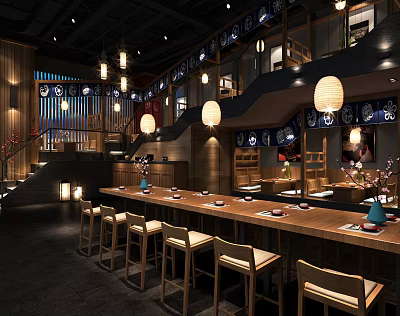 Japanese Restaurant Ishakaya Sushi Restaurant 3d model